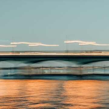 Abstract City Lights Over Water