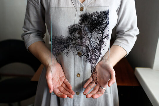 woman shows her creative works