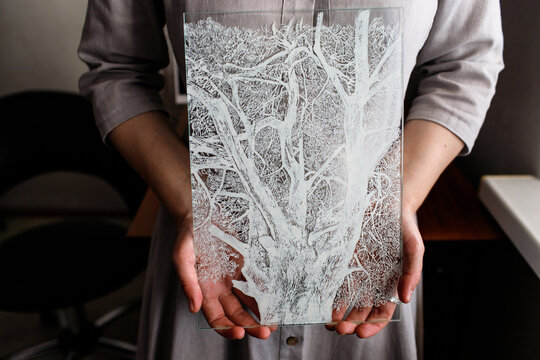 woman shows her creative works