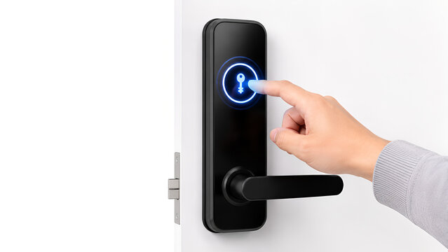 Hand Unlocking Smart Door Lock Digital Key Concept