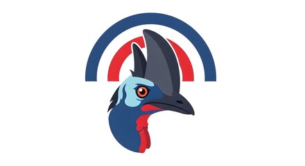 Obraz premium Colorful cassowary bird logo with bold geometric elements