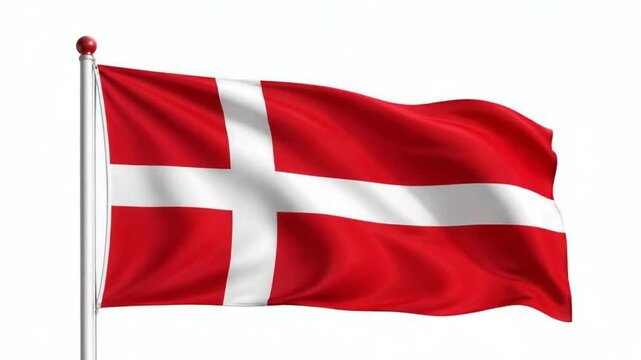 Denmark Constitution Day Flag Close Up Waving 3D Render