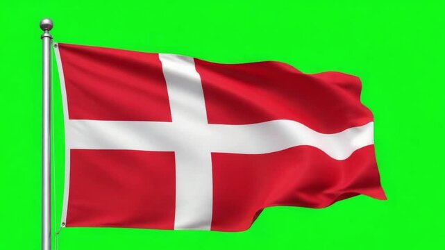 Denmark Flag on Green Screen Constitution Day 3D Animation