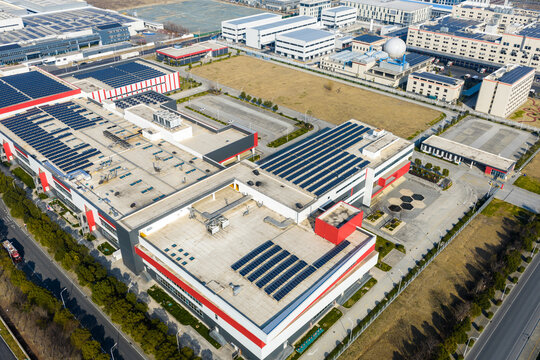 Modern industrial park aerial