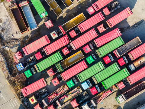 Overhead logistics truck parking