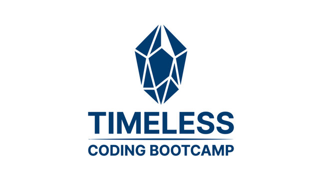 Geometric crystal logo with text for coding bootcamp