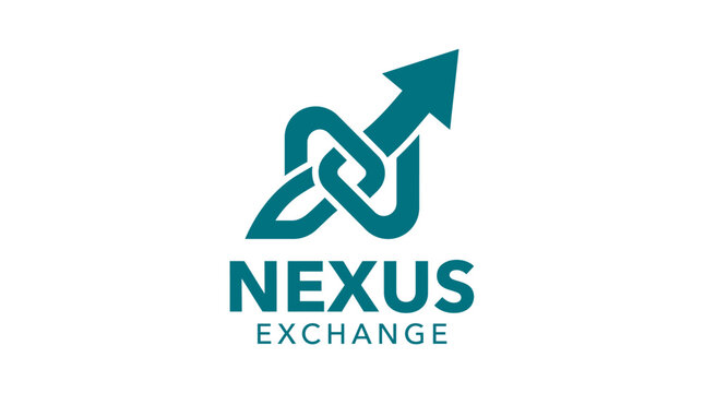 Modern abstract nexus logo with arrow and text for exchange services