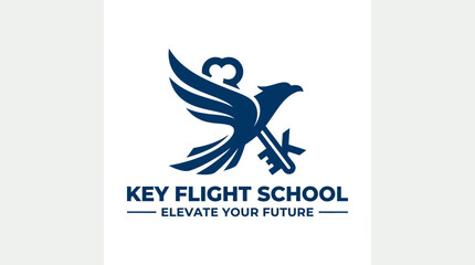 Obraz premium Eagle holding a key graphic logo, vector illustration concept for flight school