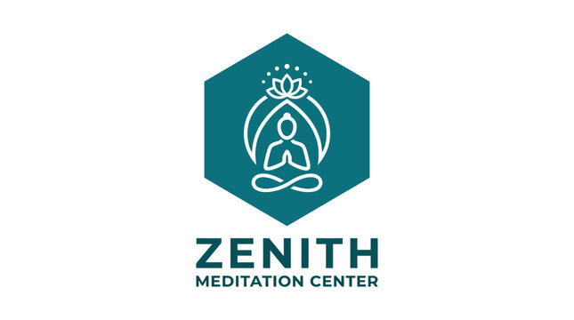 Zenith Meditation Center logo with lotus flower and meditating person icon