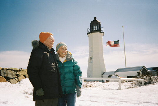 UGC Senior couple Selfie Portrait lighthouse   
