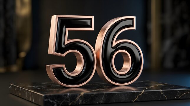 Metallic Number 56 on Dark Pedestal