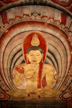 Buddha Painting in Dambulla Cave. Travel Sri Lanka, Asia
