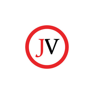 Red circle with black and red jv initials on white background, keywords: jv, initials, letters