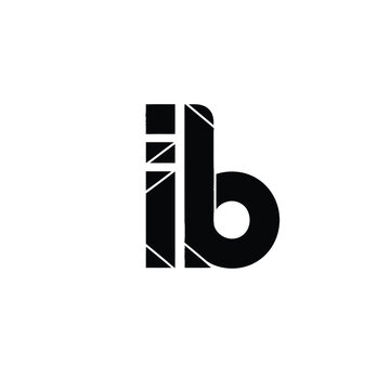 Black letter combination ib with geometric pattern and white background, keywords: ib, letters