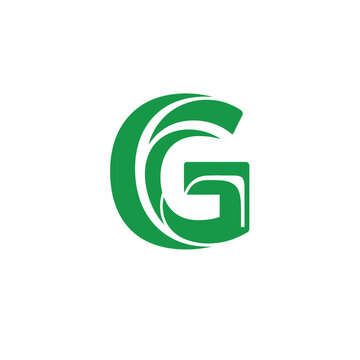 Green stylized letter g with flowing swirls and modern