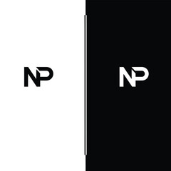 Np monogram with black and white split background © dipu