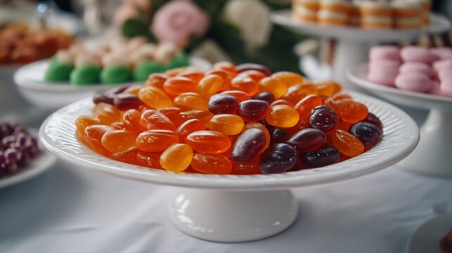 kids candy party table, colorful sweets, joyful celebration