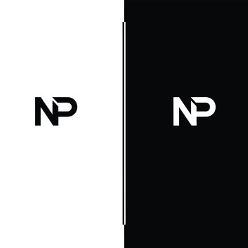 Np monogram with black and white split background