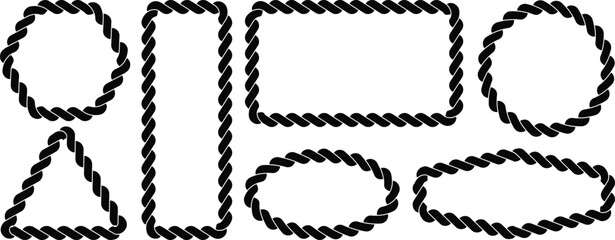 Diverse black twisted rope frames in a collection of shapes including triangles ovals and rectangles © Design_a2z