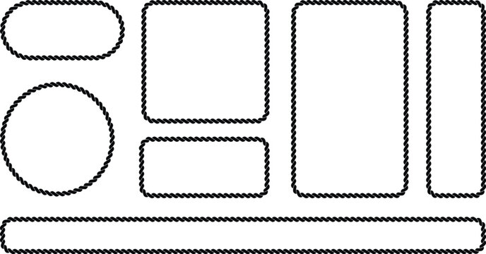 Collection of black twisted rope frames in various rectangular and oval shapes with rounded corners