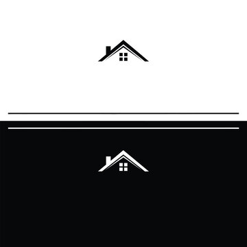 Black and white of a house roof with windows, split background