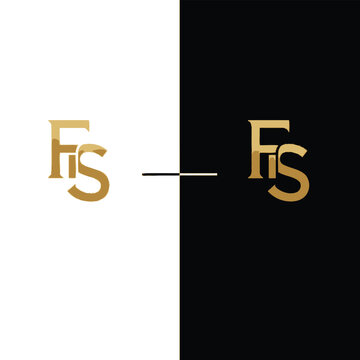 Gold monogram fs split between black and white halves