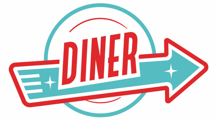 Retro diner sign with arrow pointing right, vintage style graphic element © STICH99