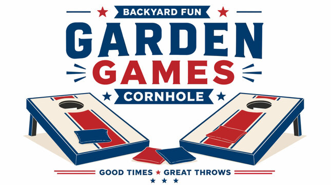 Vector illustration of a cornhole game set with bean bags on a white background.