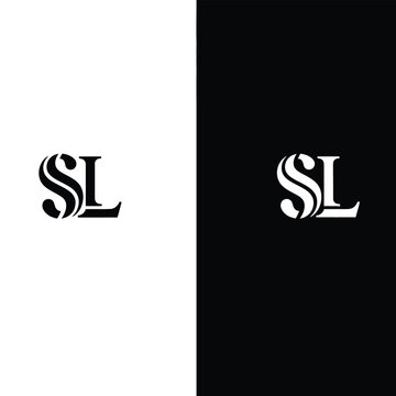 Black and white sl monogram on split background, keywords: sl, monogram, black, white, split