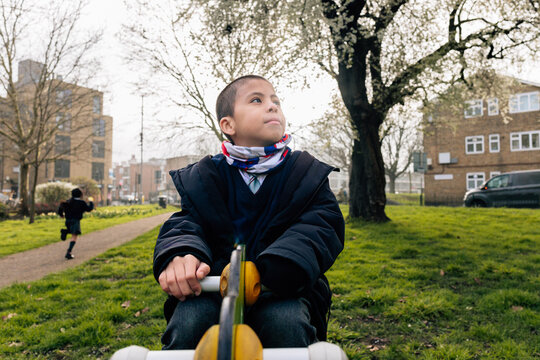 Student enjoying playtime on playground at school