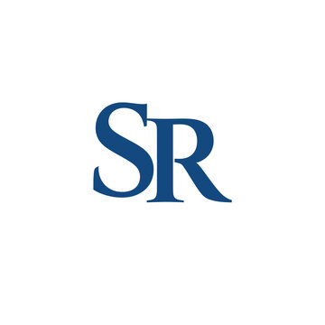 Blue sr monogram on white background typography
