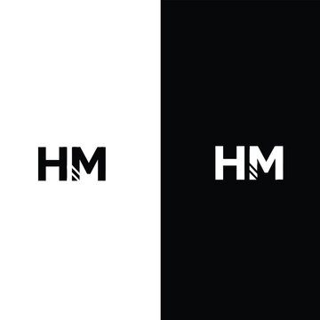 Black and white split screen with hm monogram and vertical lines keywords: hm, monogram, letters