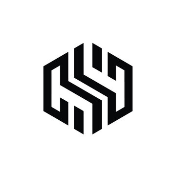 Abstract hexagonal with interlocking black geometric shapes and lines keywords: abstract