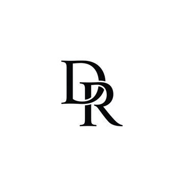 Black serif 'dr' monogram on white background, keywords: dr, monogram, black, white, letter