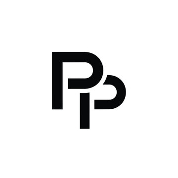 Minimalist black interlocking 'pp' monogram on white background, keywords: pp, monogram, black
