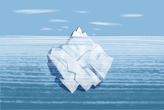Iceberg Above and Below Water &ndash; Hidden Depth Concept
