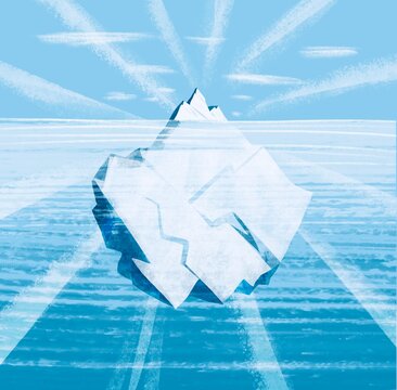 Iceberg Above and Below Water &ndash; Hidden Depth Concept