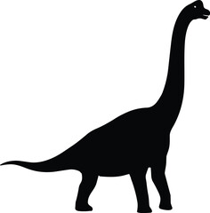 Brachiosaurus Dinosaur Silhouette Vector Illustration Isolated Black Icon of Prehistoric Long Neck Herbivore Sauropod for Education and Design © SreePoreshChandra