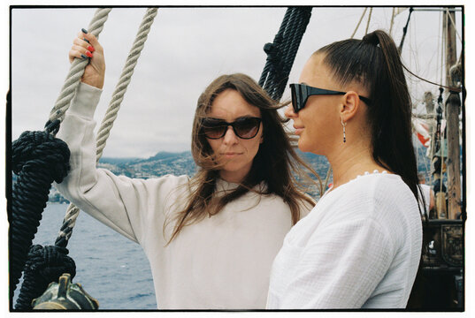 Two Women on Sailing Boat with Ocean View in Madeira