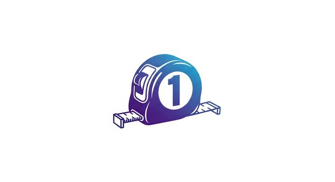 Blue gradient measuring tape with number one icon