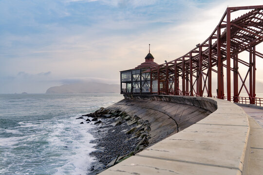 Scenic View of the Iconic Mirador in La Punta, Callao, Peru Overlooking the Pacific Ocean