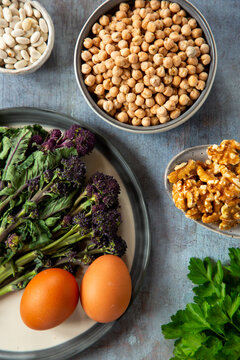 Healthy fresh and dried foodstuffs. 