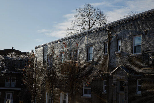 Ice-laden rooftops