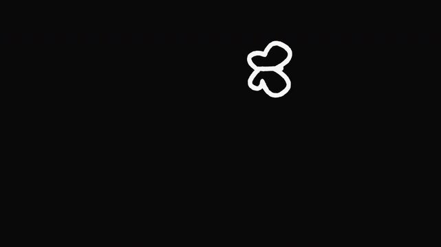 Cute doodle butterfly animation. Three butterflies flying in three different directions.