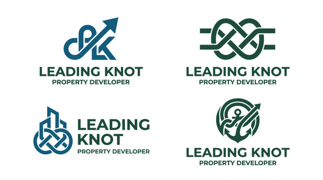 Property developer logos: knot, anchor, arrow, building motifs