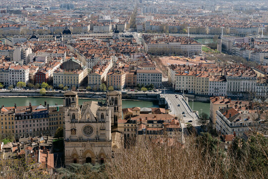 View of Lyon on a sunny day in the spring 