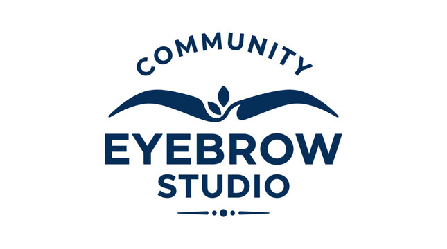 Community Eyebrow Studio logo design with bird graphic element and minimalist style