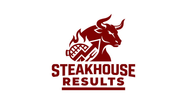Bull logo with "Steakhouse Results" text for a restaurant or business
