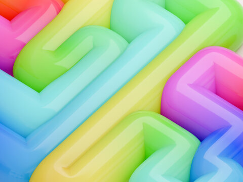 Colorful Maze Design With Vibrant Shapes and Patterns in View