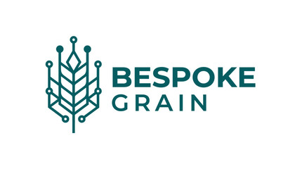 Abstract geometric wheat stalk logo with circuits on white background © ryo